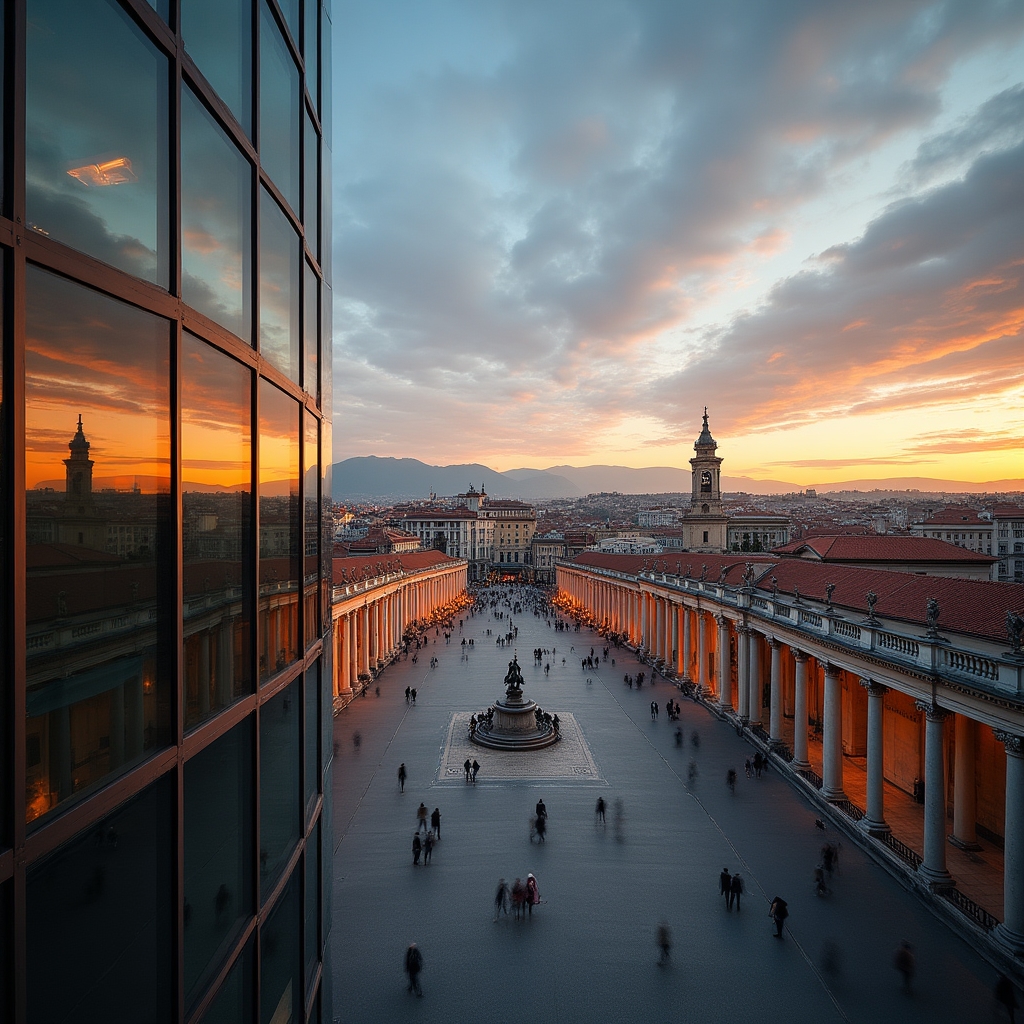 Vista panoramica di Torino con edifici storici che riflettono il contesto finanziario italiano