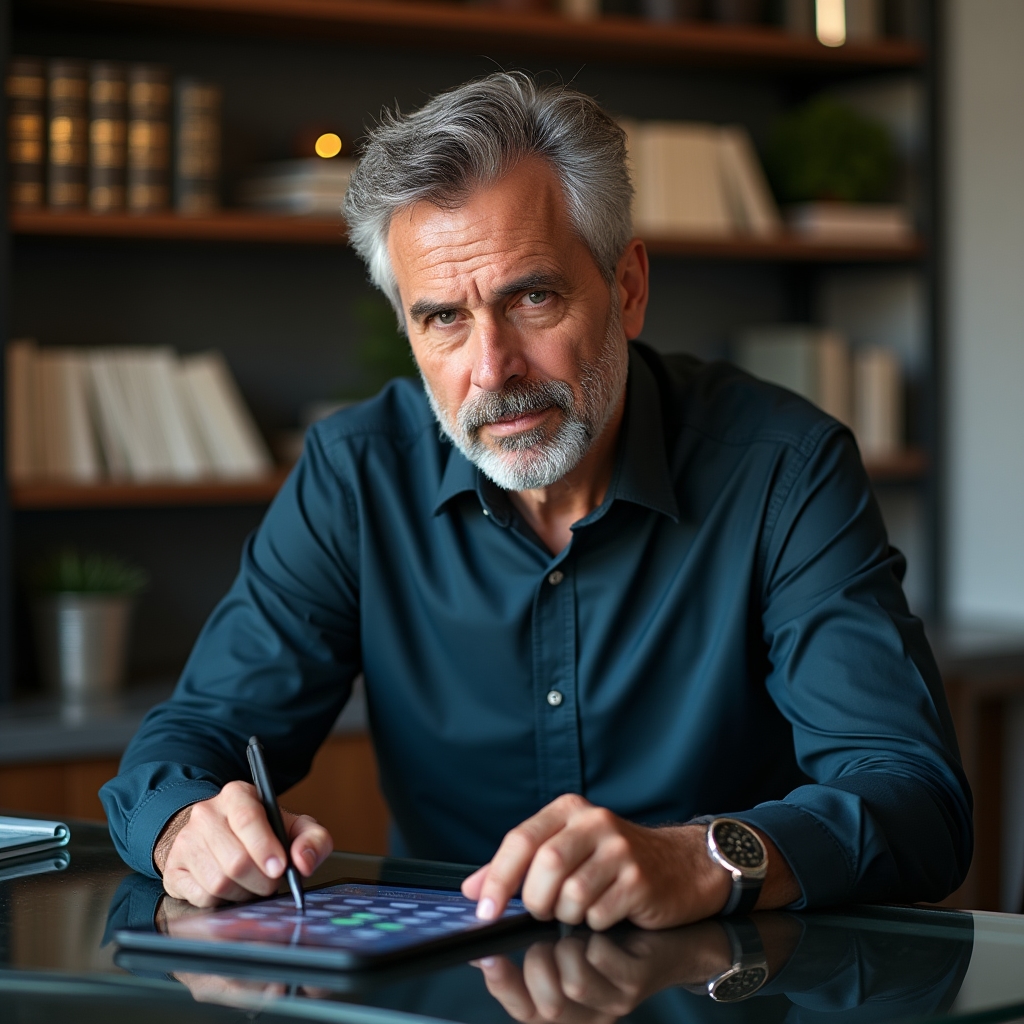 Professionista che pianifica strumenti finanziari digitali in uno spazio di lavoro moderno